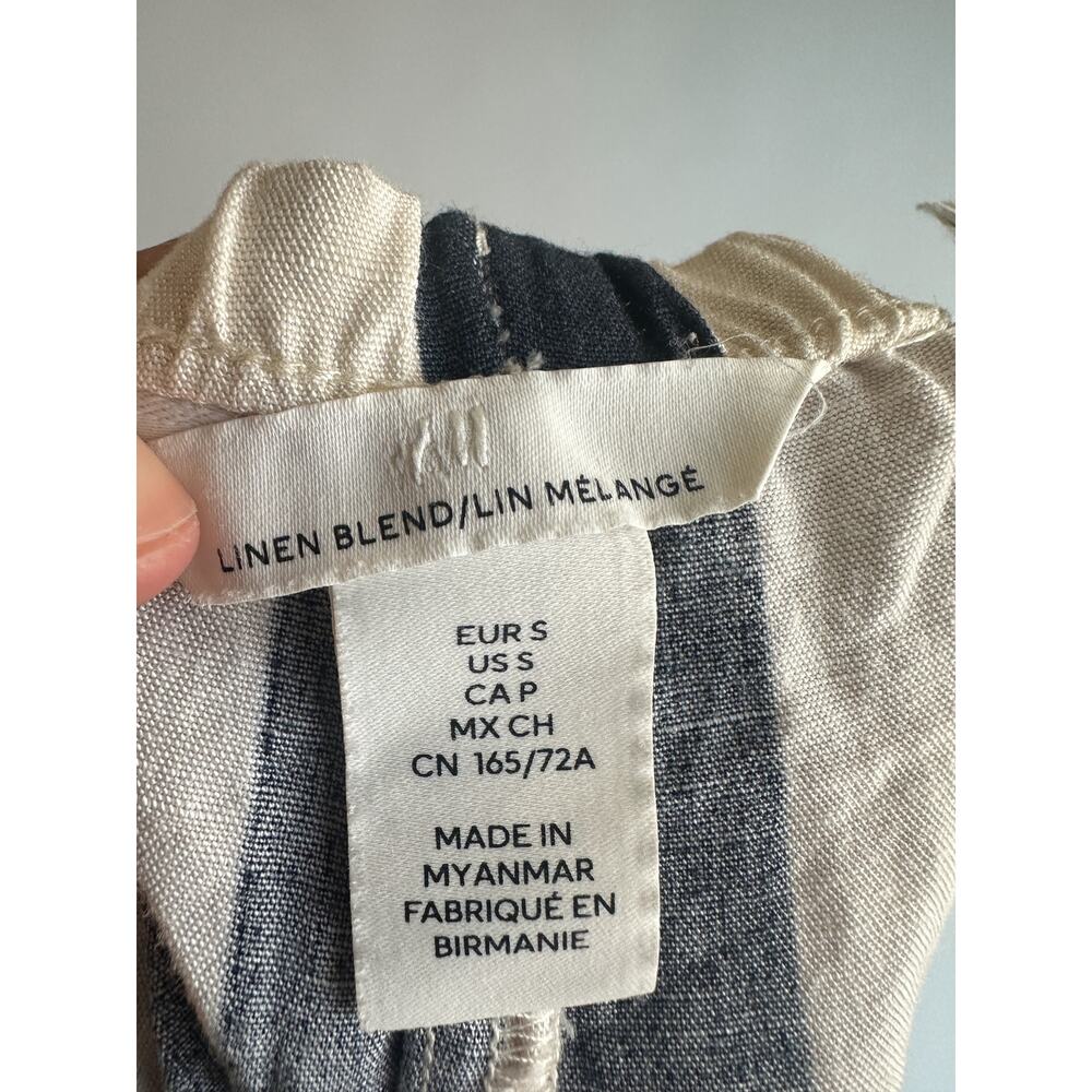 H&M Linen Blend Striped Shorts S Coastal Resort Old Money Euro Summer Minimalist - Picture 3 of 5